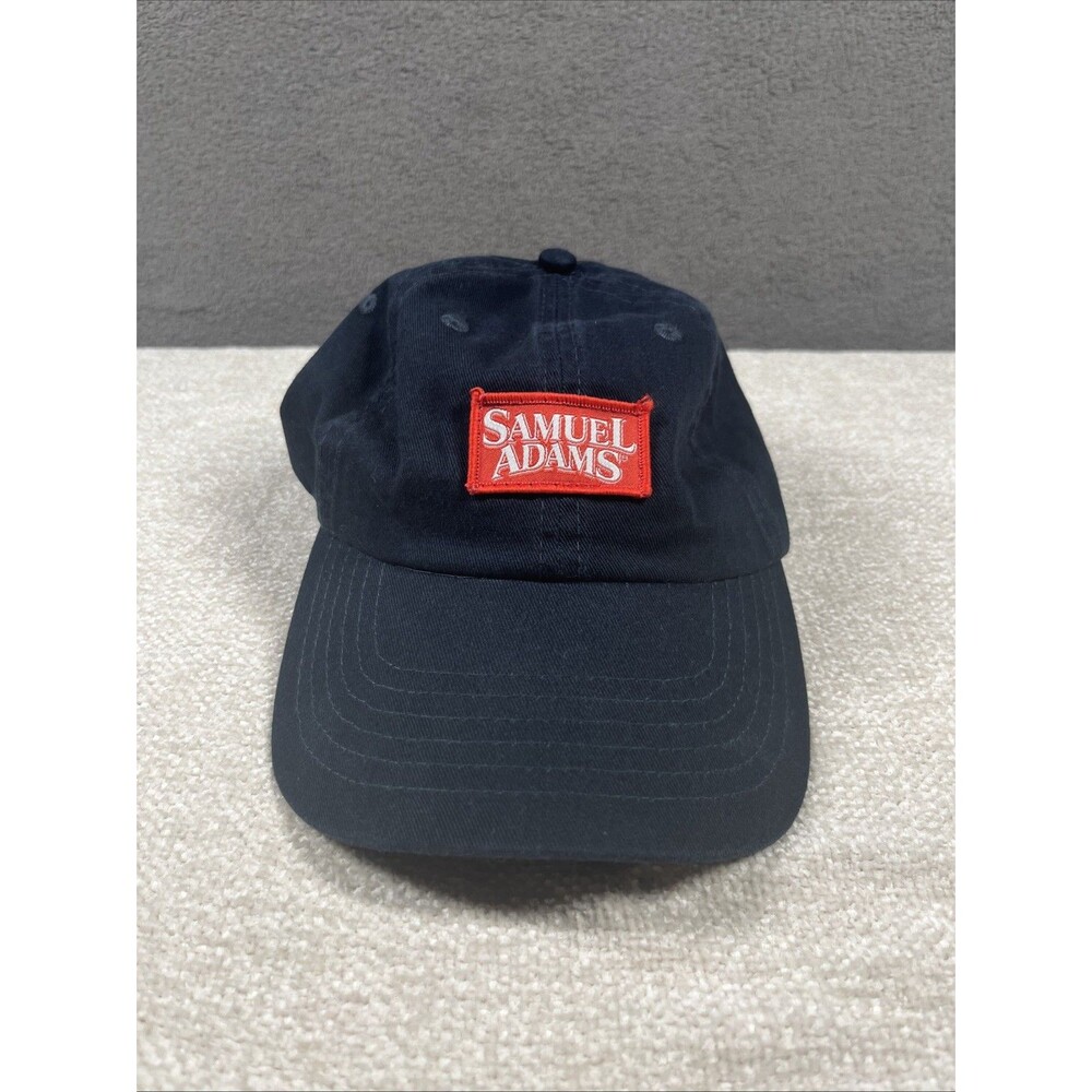 Samuel Adams Hat Cap Strap Back Spell Out Logo Patch Blue Adjustable Cotton